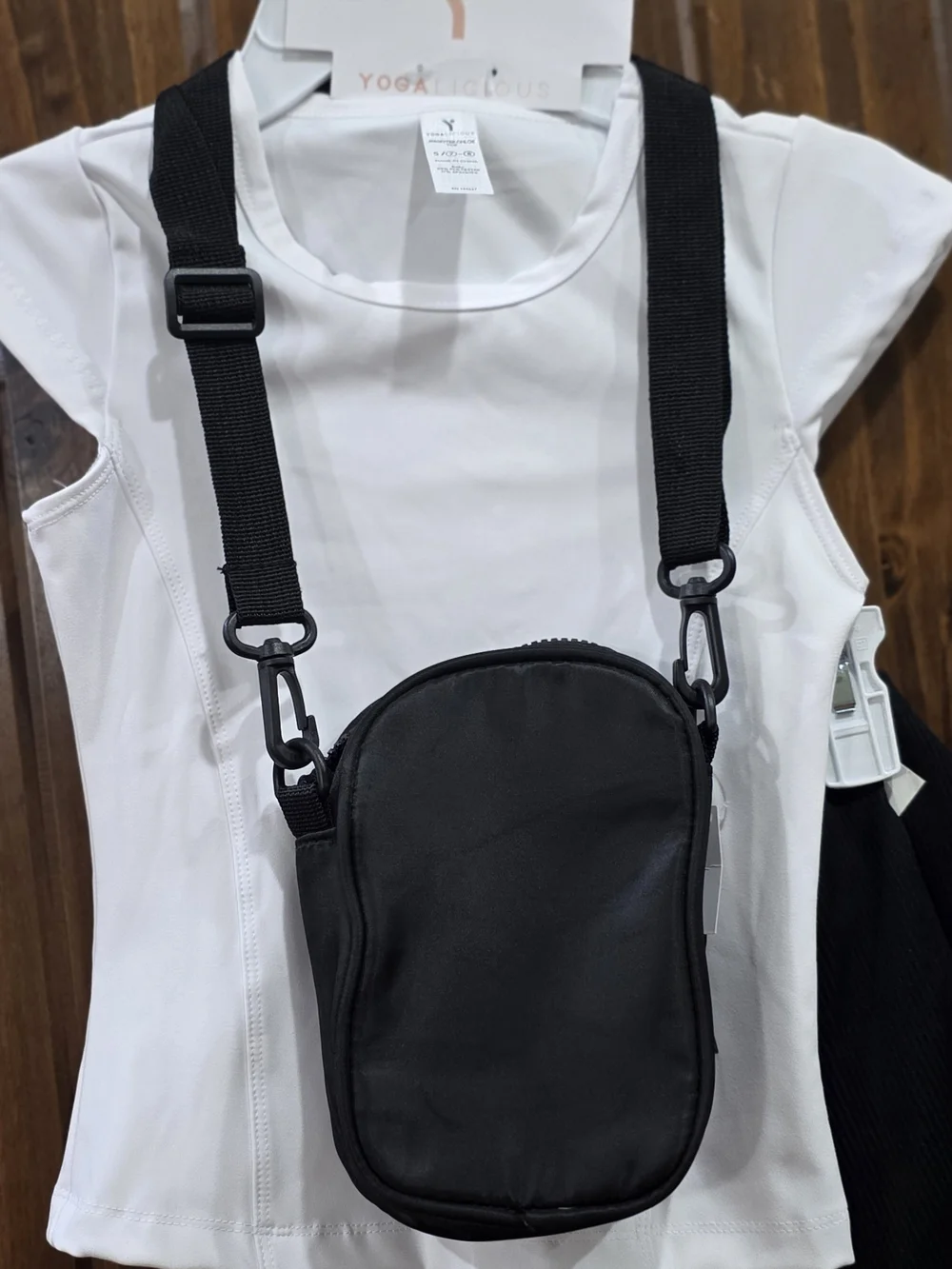 Yogalicious Black Compact Crossbody Sling Bag And Tee